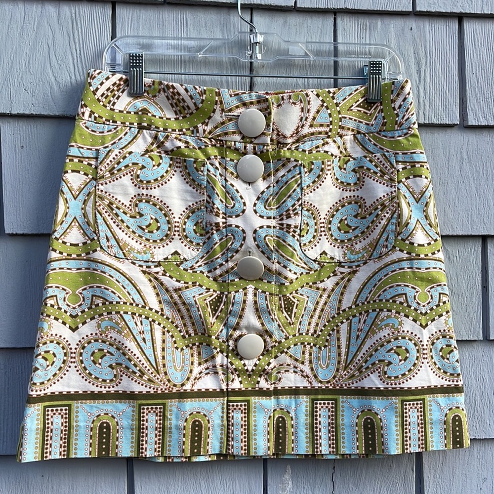 J. Crew Large Button Paisley Skirt Size 8